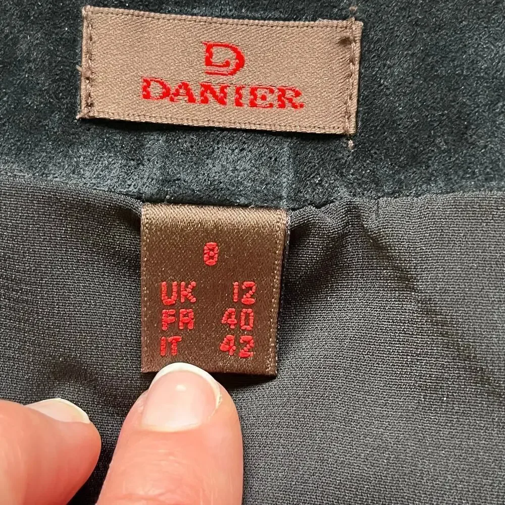 Danier Women's Black Suede Pencil Skirt Double Zip Size 8